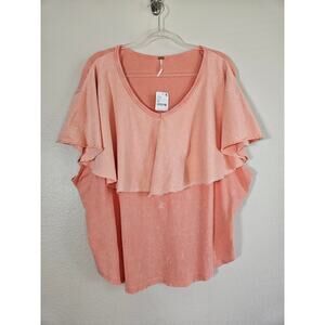 NWT Free People Girl Talk Ruffle Tee, Size M